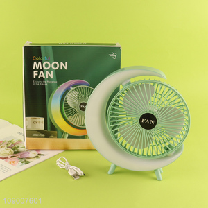 China Product <em>USB</em> Charing Desktop Fan Quiet Personal Fan with Led Light