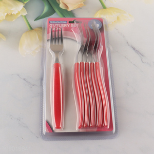 Popular Product 6PCS <em>Dinner</em> forks Plastic Handle Stainless Steel <em>Dinner</em> forks