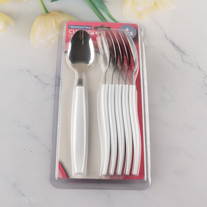 New Product 6PCS <em>Dinner</em> Spoons Plastic Handle Stainless Steel <em>Dinner</em> Spoons