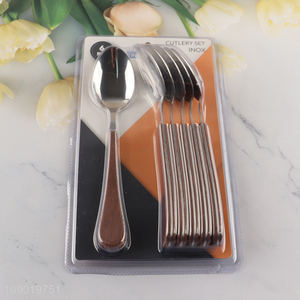 Popular Product 6PCS Stainless Steel <em>Dinner</em> Spoons Set with Plastic Handles