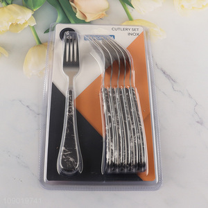 New Arrival 6PCS Stainless Steel <em>Dinner</em> forks Set with Plastic Handles