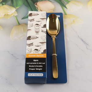 New Product 6PCS Titanium Gold Plating Stainless Steel <em>Dinner</em> Spoons Set