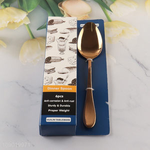 Popular Product 6PCS Rose Gold Stainless Steel <em>Dinner</em> Spoons Set for Home