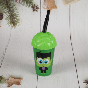 Yiwu market cartoon cartoon brain shape plastic straw drinking <em>cup</em> water <em>cup</em>