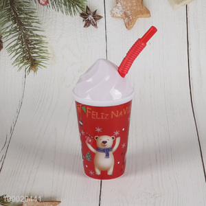 Hot products Christmas series plastic straw water <em>cup</em> drinking <em>cup</em> for sale