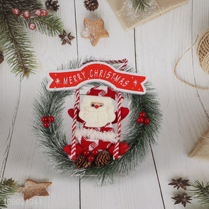 China products Santa Claus Christmas <em>wreath</em> garland hanging ornaments for sale