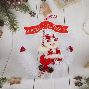 Most popular snowman pine needle Christmas hanging <em>wreath</em> for Christmas decoration