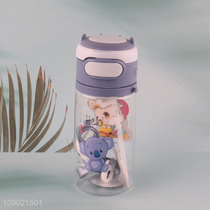 Wholesale 500ml Portable Kids <em>Water</em> <em>Bottle</em> Plastic <em>Water</em> <em>Bottle</em> with Straw