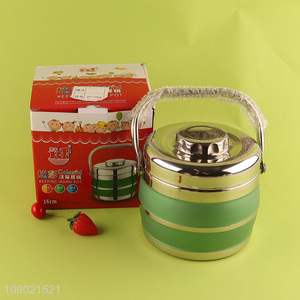 Wholesale 2-Layered Stainless Steel Food Container Thermal <em>Lunch</em> <em>Box</em> with Handle