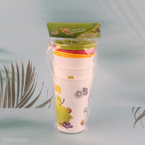 Factory Wholesale 3PCS Custom Print Reusable Plastic Water <em>Cup</em> with Lids