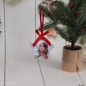 Top selling <em>star</em> shape mini photo frame hanging ornaments for <em>Christmas</em> decoration