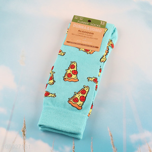 Top sale cartoon pizza pattern breathable cotton <em>socks</em> casual <em>socks</em> wholesale