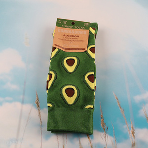 Factory price avocado pattern fashionable breathable <em>men</em> women cotton socks