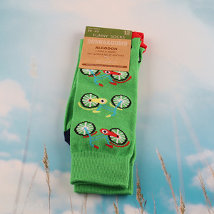 Best sale green fashionable breathable cotton casual crew <em>socks</em> for unisex