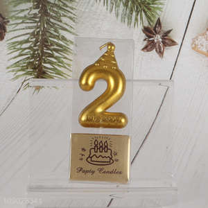 Top selling golden cupcake number candle <em>birthday</em> cake candle for decoration