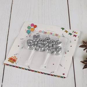 Good price happy <em>birthday</em> silver <em>birthday</em> cake candle cupcake candle set