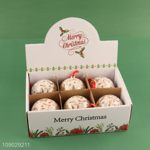 Best selling round Christmas hanging <em>ornaments</em> 6pcs Christmas <em>ball</em> set