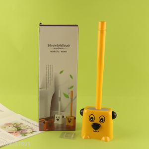 Yiwu market cartoon <em>bathroom</em> accessories silicone long handle toilet brush