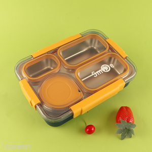 Top selling stainless steel reusable 4compartment leak proof <em>lunch</em> box